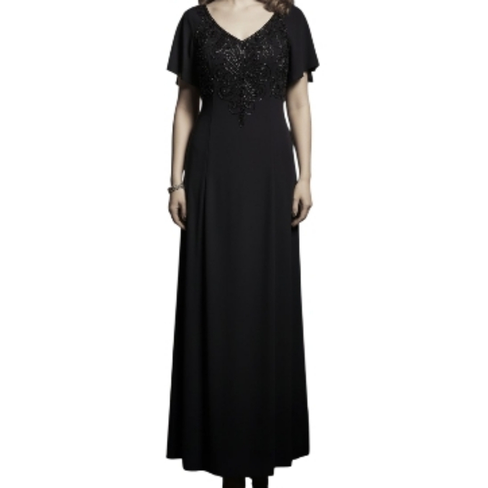 ​🖤 Vintage Nostalgia Black Beaded Maxi Dress Gown (90s / 80s Whimsigoth Formal)